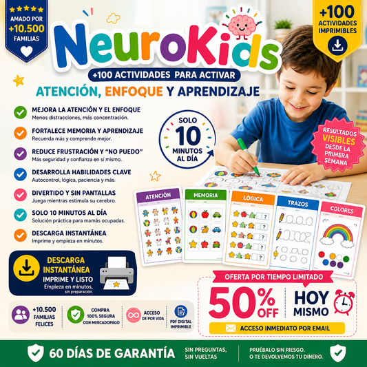 NeuroKids, Mega Pack de Actividades para Activar Atención, Aprendizaje y Concentración